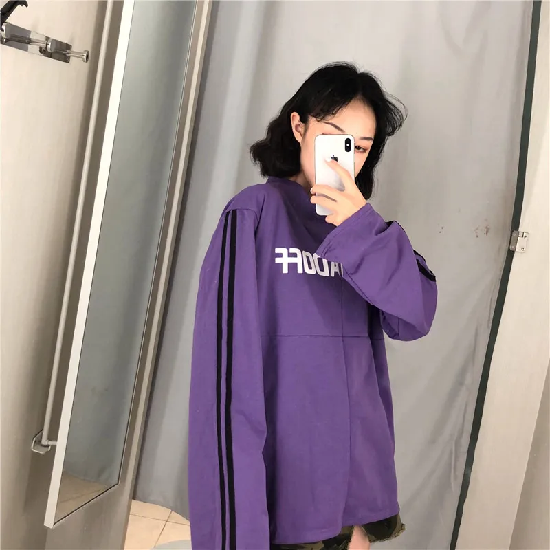 

Early Spring Chic Long-Sleeved T-shirt for Women Ins Super Popular Korean Style Loose Boyfriend Harajuku Style Early Spring