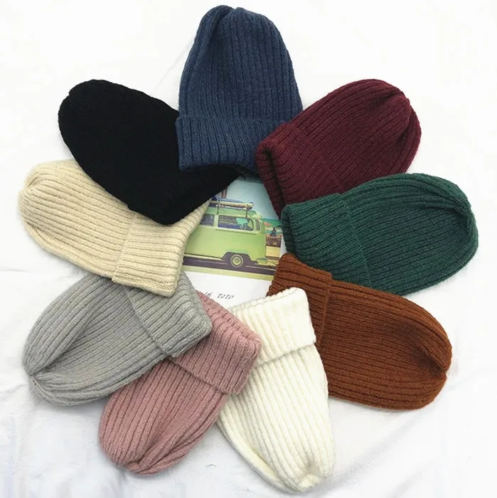 Новинка зимняя теплая мохеровая шапка с черепом для родителей и детей облегающая