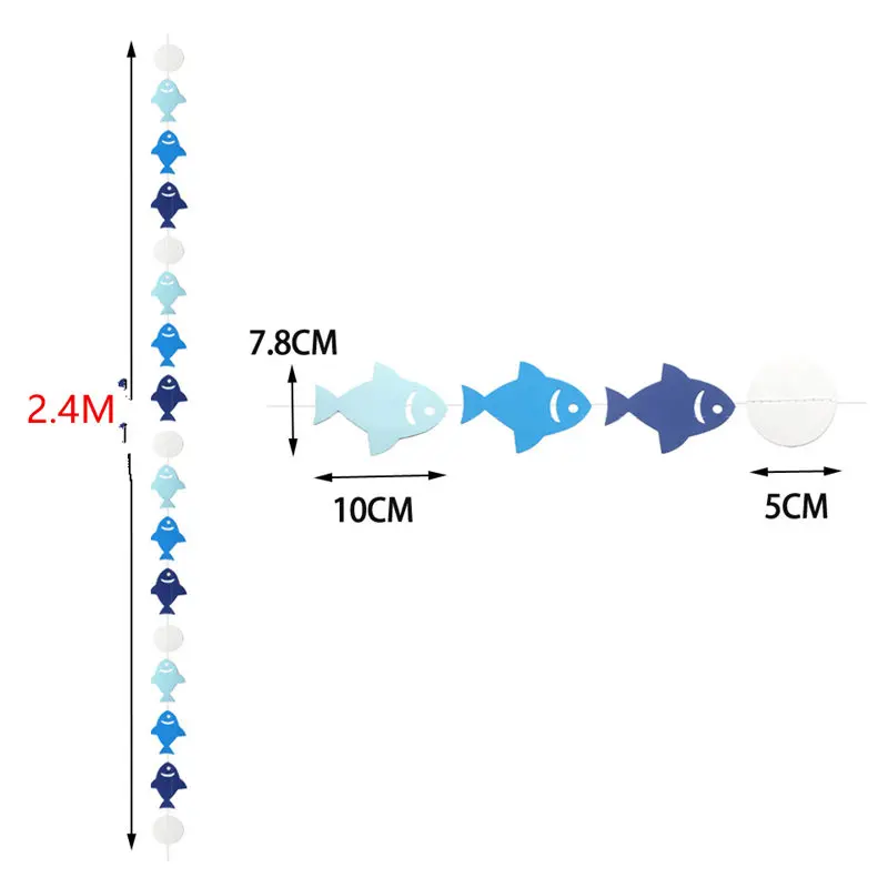 Гирлянда из бумаги с изображением рыбок 2 4 м | Дом и сад