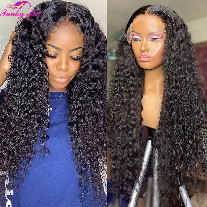 30 32Inch Transparent 13X4 Human Hair Lace Frontal Wigs Peruvian Water Wave Lace Front Wig For Women Remy Hair Lace Closure Wig