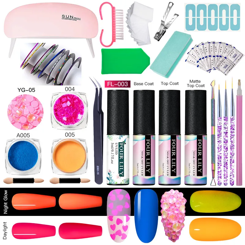 Набор для ногтей с четырьмя лилиями УФ светодиодный светильник сушилка 4