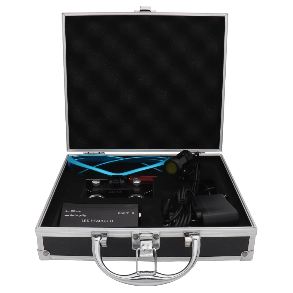 

2,5x420 мм синий стоматологическое оборудование для ремонта часов и ювелирных изделий с увеличением бинокулярный зубная Лупа хирургическая Хирургические лупы 5 Вт светодиодные фары с фильтром