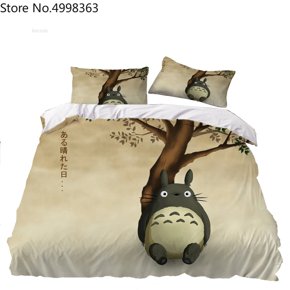 

Cute Totoro Bedding Set Anime My Neighbour Totoro Duvet Cover Twin Full Queen King Size Home Bed Linen Set Pillowcase 2/3 Piece
