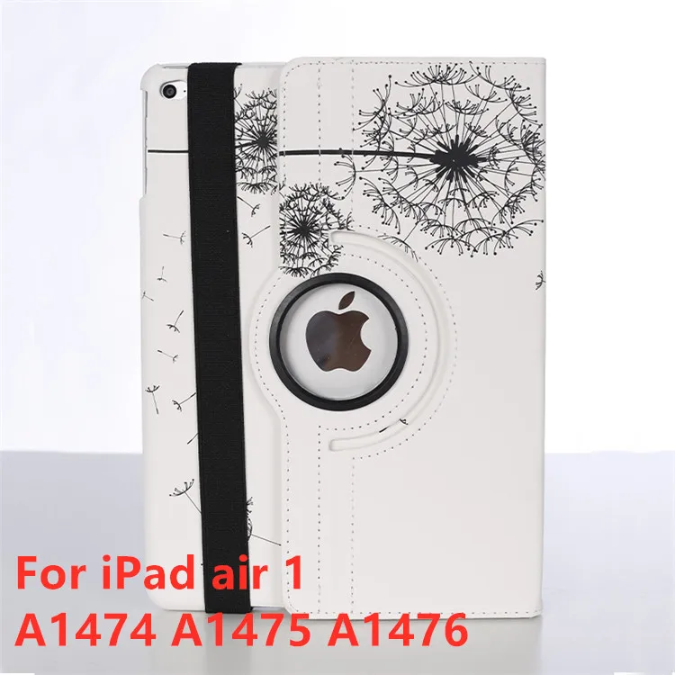 360 Вращающийся чехол с принтом для apple ipad 9,7 чехол с одуванчиком для ipad Air 2 подставка с цветком - Цвет: White ipad air 1
