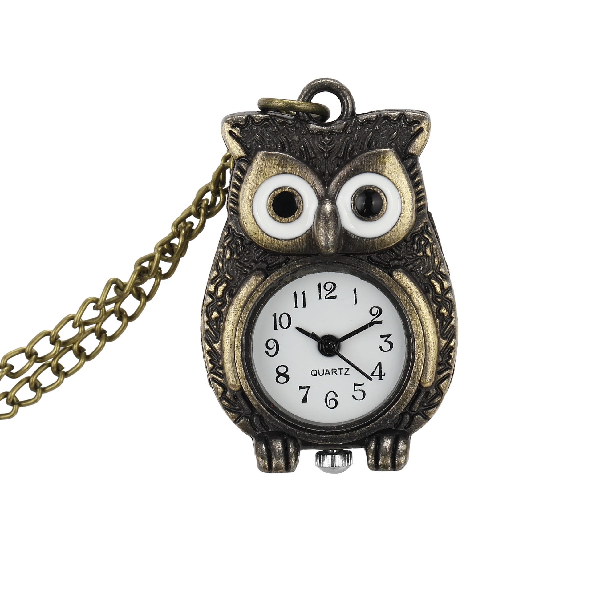 

Fashion New Bronze Cute Owl Quartz Pocket Watch Men Necklace Pendant Men Women Kids Watch Gifts Pocket Watch Chain