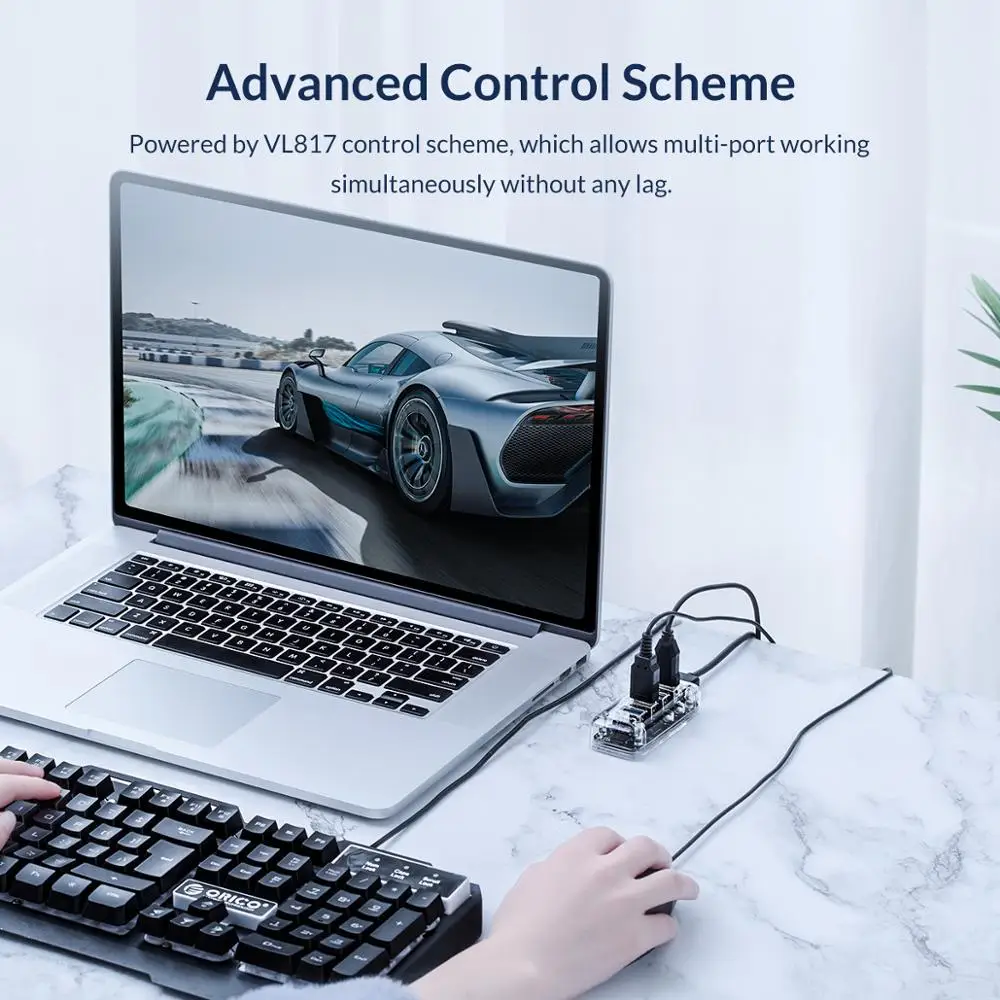 Прозрачный сетевой разветвитель ORICO на 4 и 7 портов высокоскоростной USB с портом