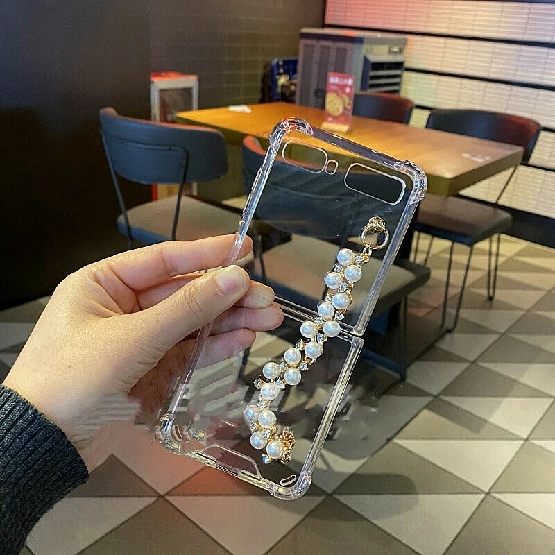 

Прозрачный чехол-книжка «сделай сам» для Samsung Galaxy Z, защитный ударопрочный чехол-книжка с жемчужинами и бриллиантами для Z Flip 3