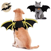 pet dog cat clothes2021 new pet halloween chest and back dog clothing cat printed bat wings bell