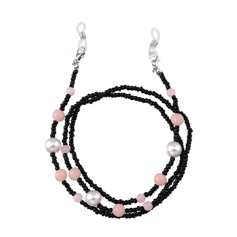 

Fashion Acrylic Crystal Glasses Neck Strap Chain Acrylic Crystal Black Beads Eyeglasses Necklace Metal Sunglasses Cord Lanyard