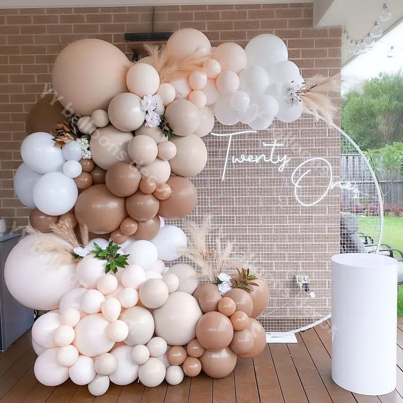 

133pcs Doubled Nude Peach Brown Balloon Garland Arch DIY Wedding Decoration Coffee Matte White Birthday Party Baby Shower Decor