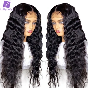 Бесклеевые волосы Remy, искусственная кожа головы, кружевной парик 13x4, бразильские свободные волнистые фронтальные человеческие волосы, предварительно выщипанные, плотность 150% Луффи
