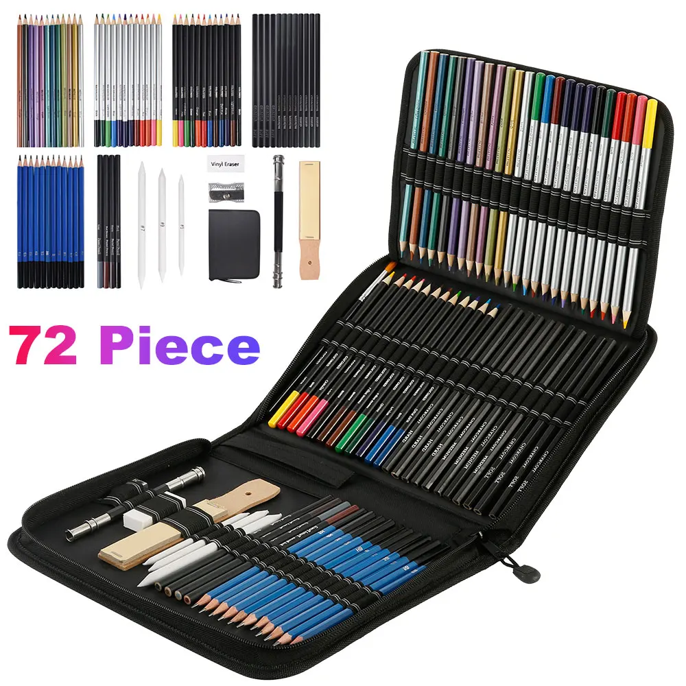 

72Pcs Drawing Pencils Set Sketch Colored Pencils Painting Set Watercolor Metallic Oily Complete Artist Kit Painting Art Supplies