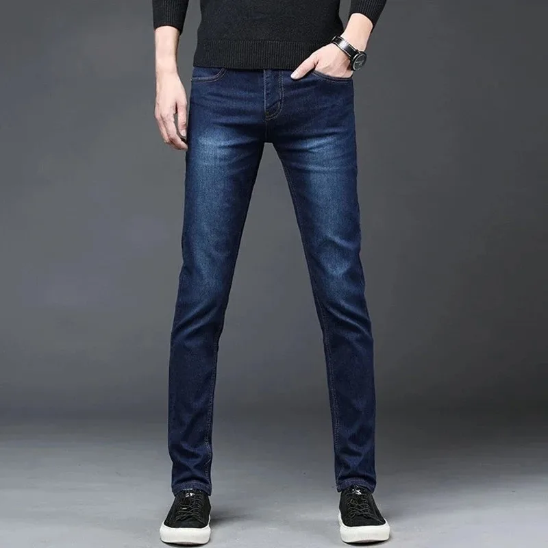 2022 Spring and Autumn New Men's Fashion Casual Pure Color Jeans Classic Stretch Slim Men's Cotton High Quality Jeans 28-36