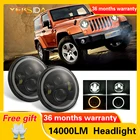 7 дюймов светодиодный фары H4 H13 70 вт высокий низкий пучок светодиодный Ангел глаз DRL Янтарный указатель поворота для Jeep Wrangler JK TJ Land Rover Harley