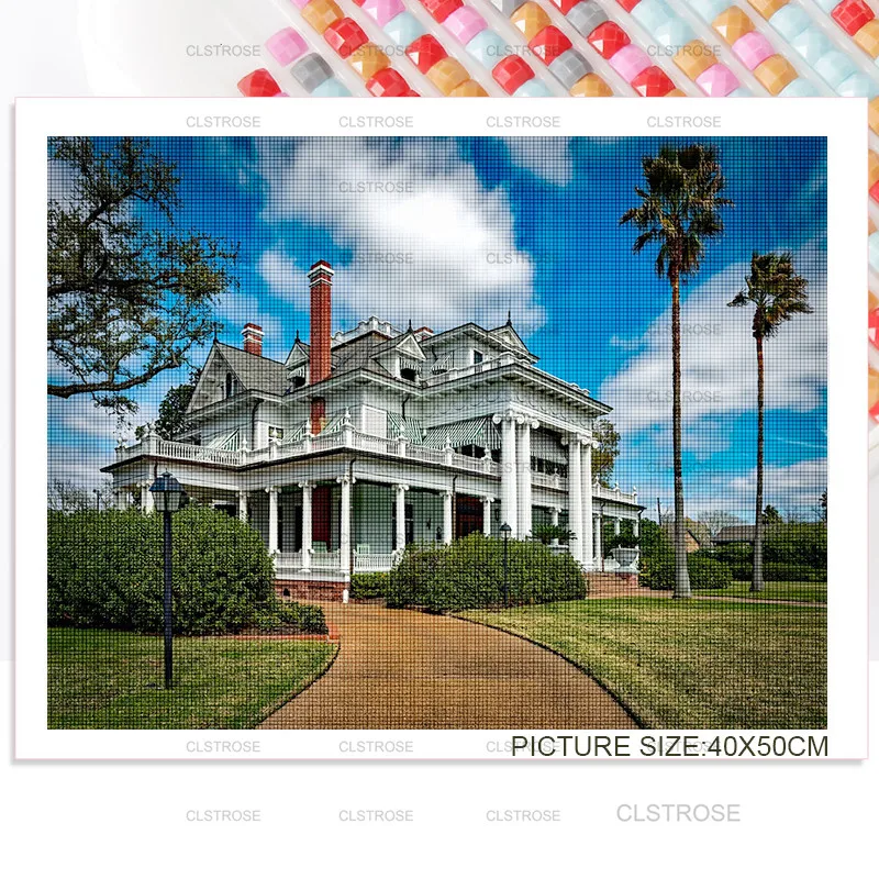 

Diy Landscape Diamond Painting Town Ancient Building Home Decoration Painting Mosaic Square Diamond Round Diamond Wall Decor