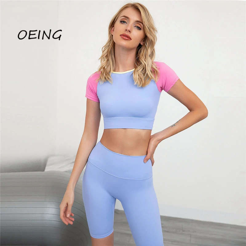 

Short Sleeve Sports Gym Clothing Workout Set Women's Yoga Set