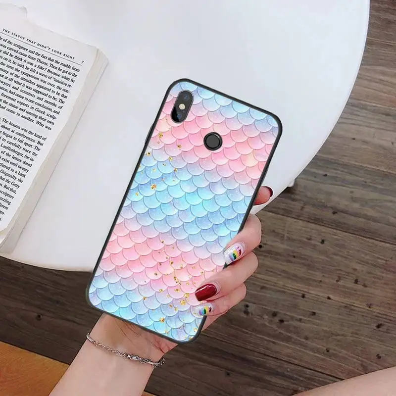 

Pink Purple Glitter Mermaid Scales Phone Case For Xiaomi Redmi note 7 8 9 t k30 max3 9 s 10 pro lite
