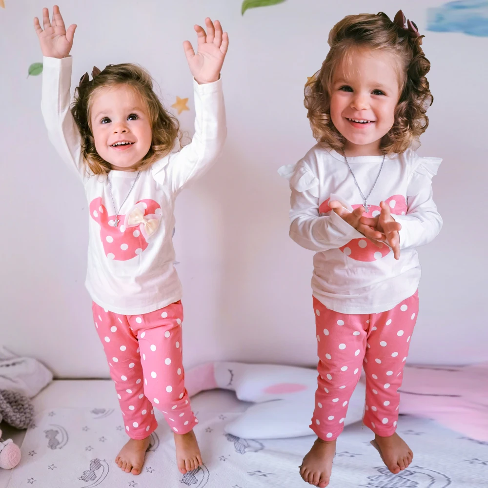 2022 Spring New Children's Clothing Fashion Baby Girl Out 2pcs Suit Coat +Pant Cartoon Set Newborn Baby Cotton Clothes Suit