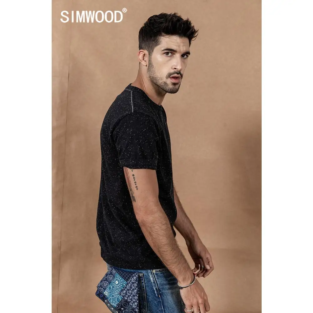 SIMWOOD 2021 летняя новая цветная хлопковая трикотажная футболка с вырезом в горошек