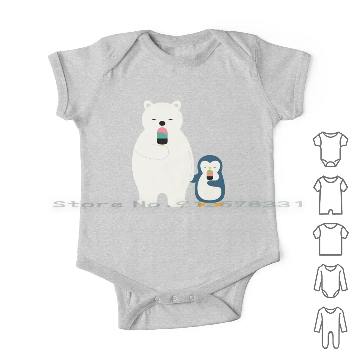 

Stay Cool Newborn Baby Clothes Rompers Cotton Jumpsuits Popsicles Polar Bear Penguin Cool Universe Rainbow Life Cute Infant