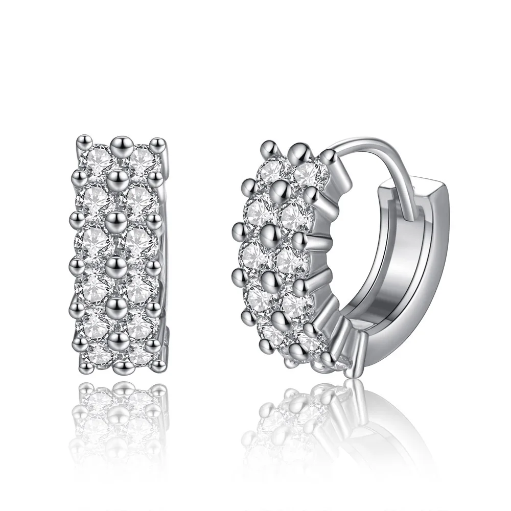 

SCE79 Korean double-row drill Earrings fashionable OL Korean wind Earrings platinum-plated Zircon Earrings