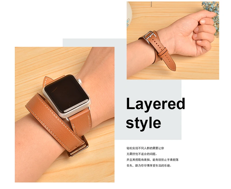 Kebitt натуральная кожа двойной тур полосы для apple watch серии 5 4 3 2 1 iwatch ремешок 38 40 мм 42 44 мм ремень для мужчин и женщин