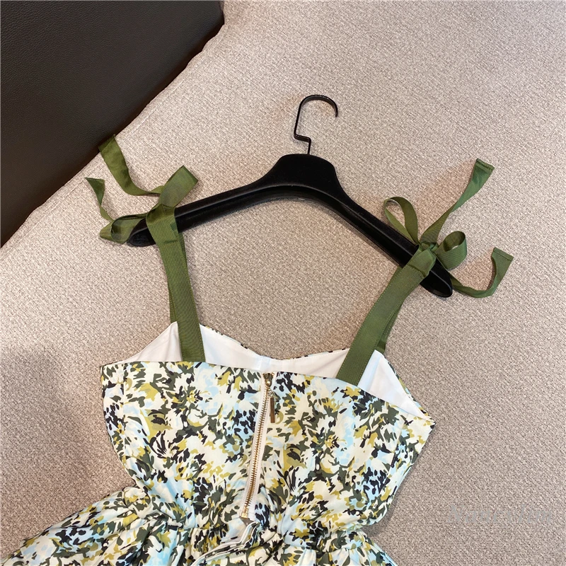 Plaid Printed Ruffled Spaghetti-Strap Camisole Top Women 2021 Summer New Korean Style Sweet Bow Shoulder Shirt Girls Ladies