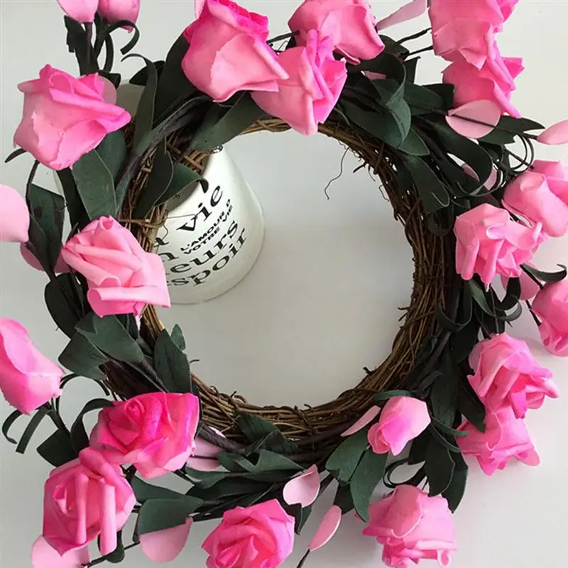 

1Pc Simulation Rose Wreath Romantic Door Garland Wedding Rose Pendant Decoration