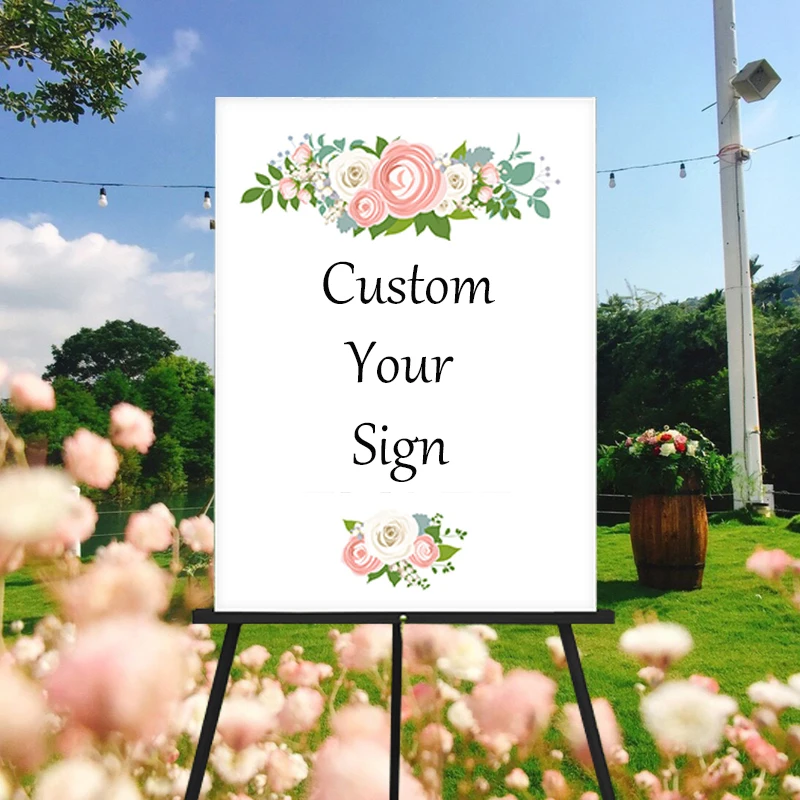 Персонализированный цветной акриловый Свадебный знак приветствия цветочный