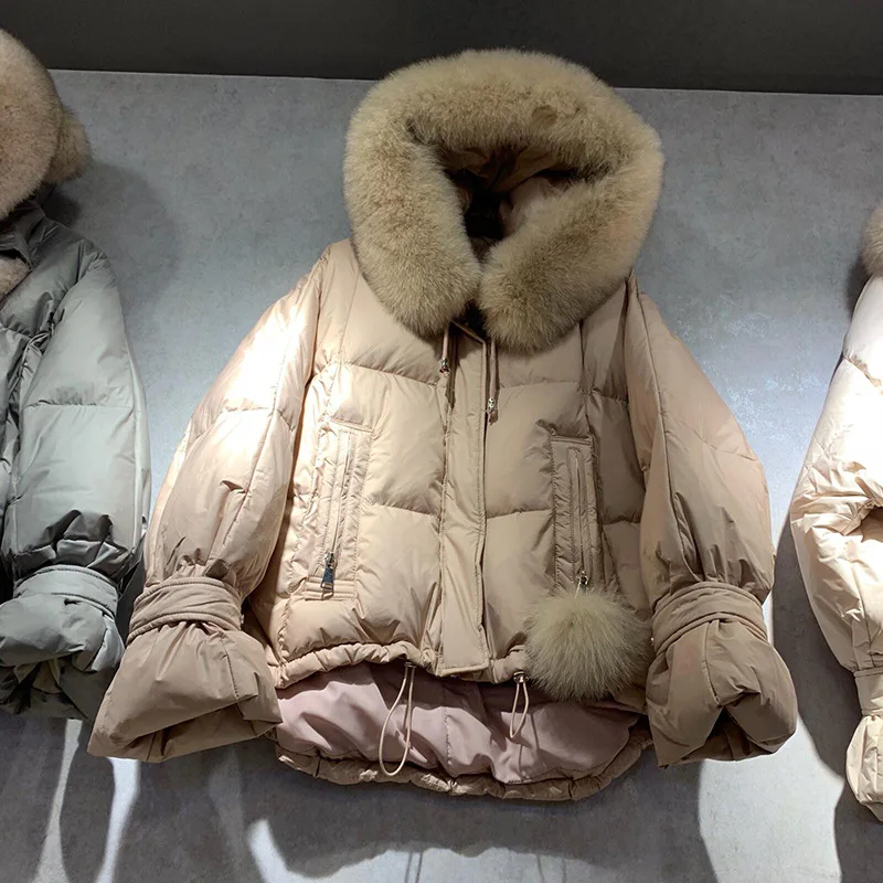 

2019 winter fashion newest women down duck coat female padded loose black short white cloth khaki girl hooded all-match