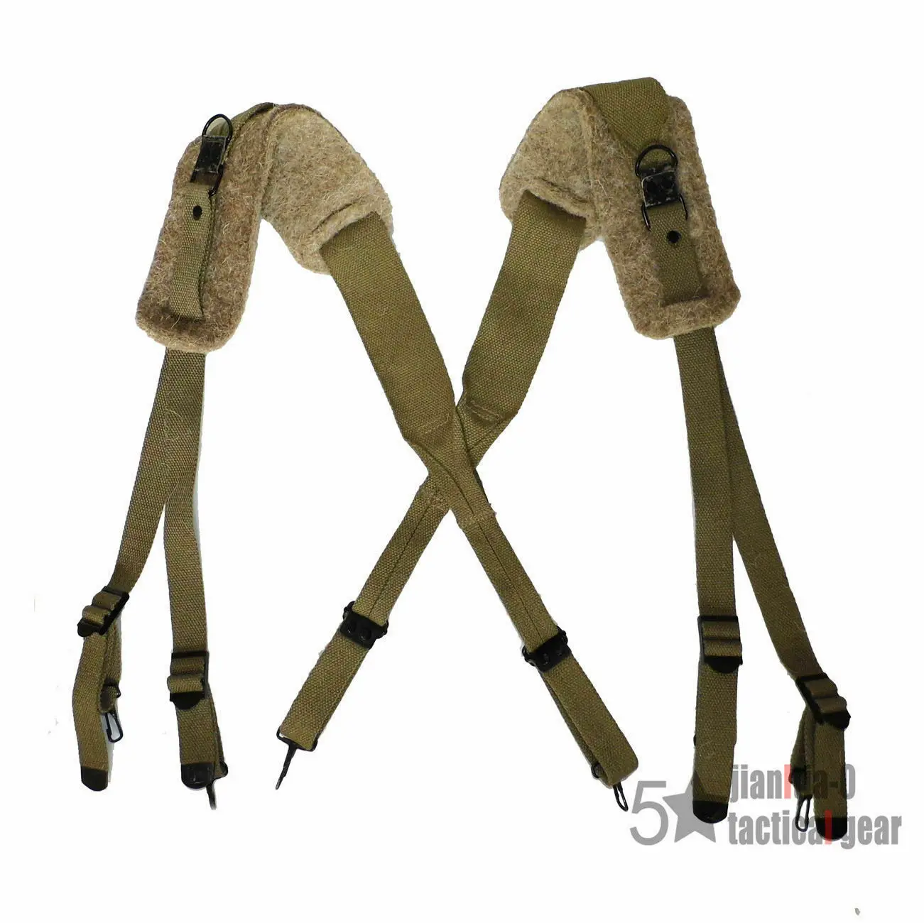 Военная Униформа WWII США армии M1936 X подтяжки с войлоком плечевая накладка