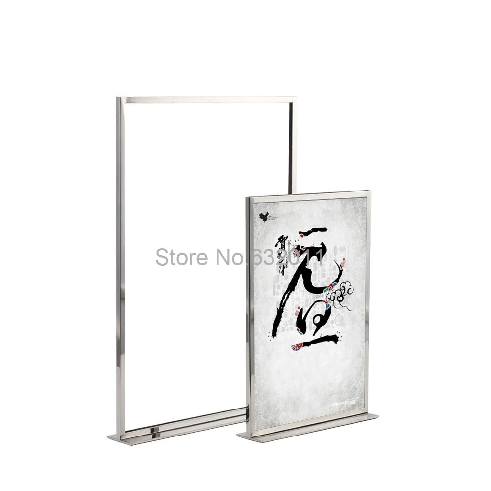 Stainless Steel A4 A3 Poster Frame Table Display Rack Stand Advertisement Picture Banner Rack Photo Poster Holder Picture Frames