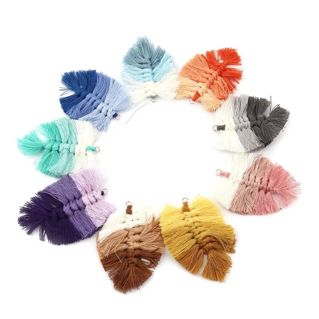 

2PCS/Lot Tassel Charms Leaf Shape Yellow Tassel Earrings Pendant Charm For DIY Jewelry Making Findings Accessories 90mm x 65mm
