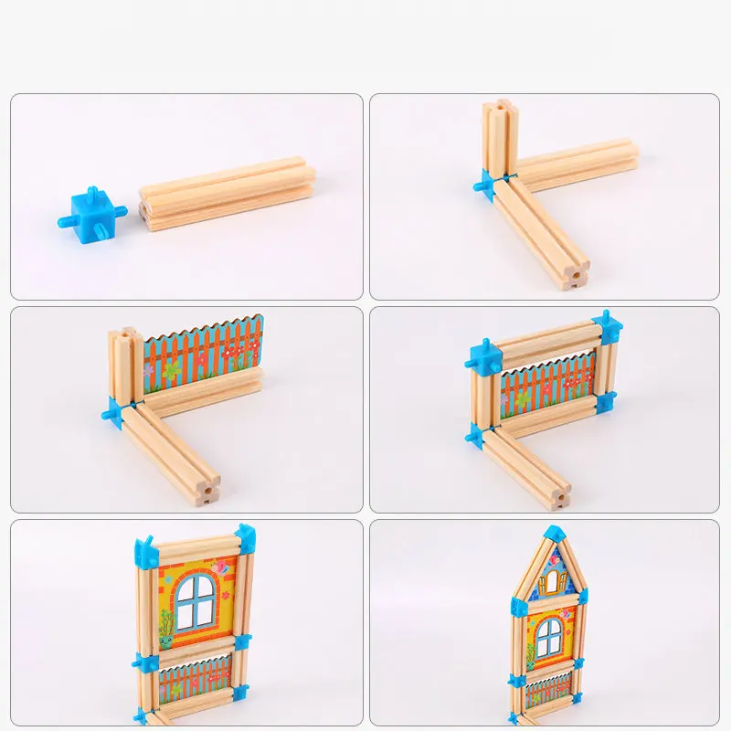

128pcs Master architecture building blocks toys Children's wooden toy Model Building Kits House model Kids Assembling block gift