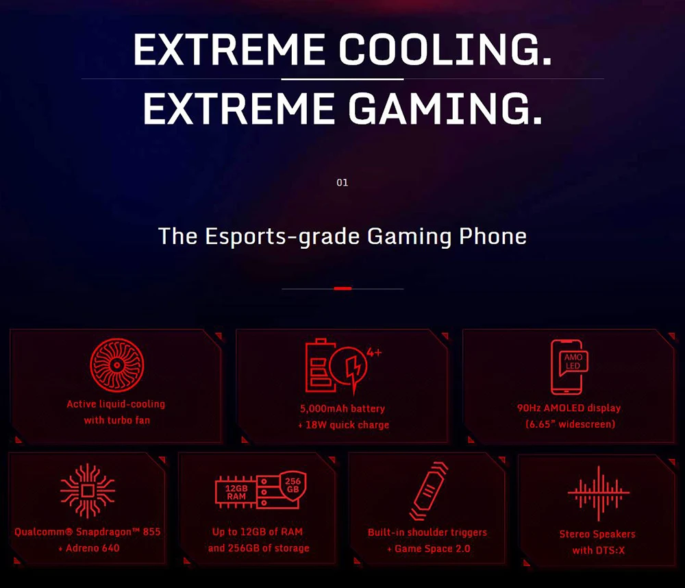 EU Version ZTE nubia Red Magic 3 Mobile Phone 8GB RAM 128GB ROM Snapdragon855 Octa Core 6.65"1080x2340p 5000mAh 48MP Android 9.0