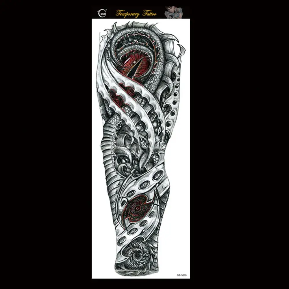 Временная водостойкая наклейка для татуировок полная рука большой череп старая