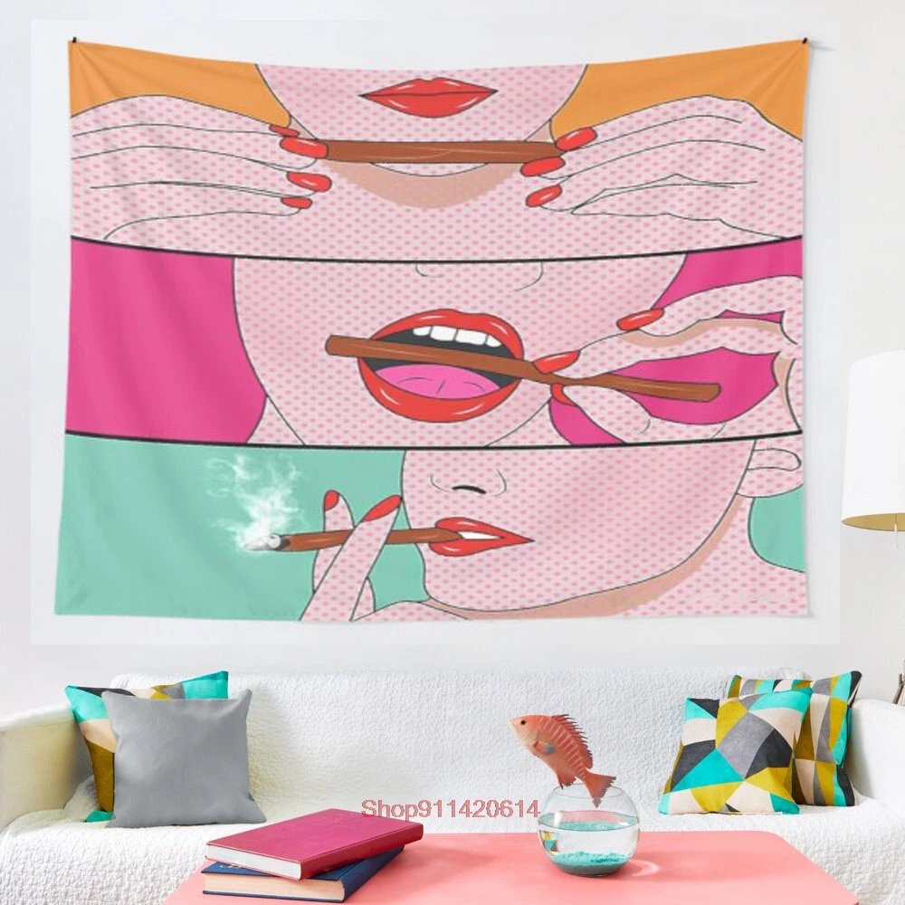 

Weed blunt roll comic poster tapestry Wall Tapestry Wall Hanging Wall Decor Blanket Bedding Curtain Throw