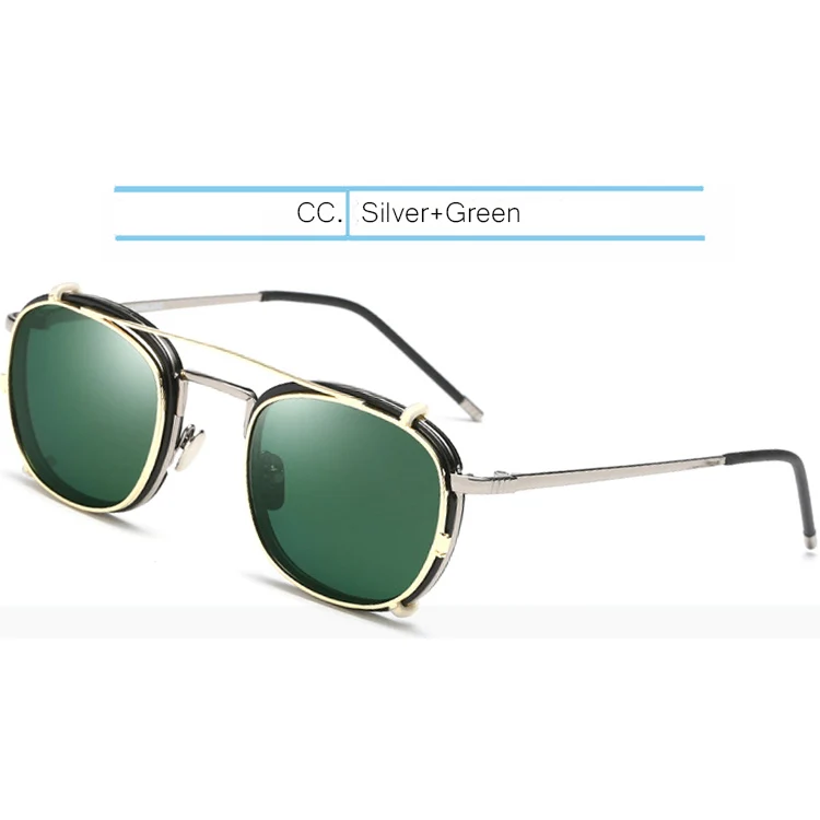 CC Silver Green IVSTA поляризованные солнцезащитные очки для мужчин, прикрепляемые очки для женщин, сменные стёкла, солнцезащитные очки для зрения, рецептурные оптические оправы - Цвет линз: CC Silver Green