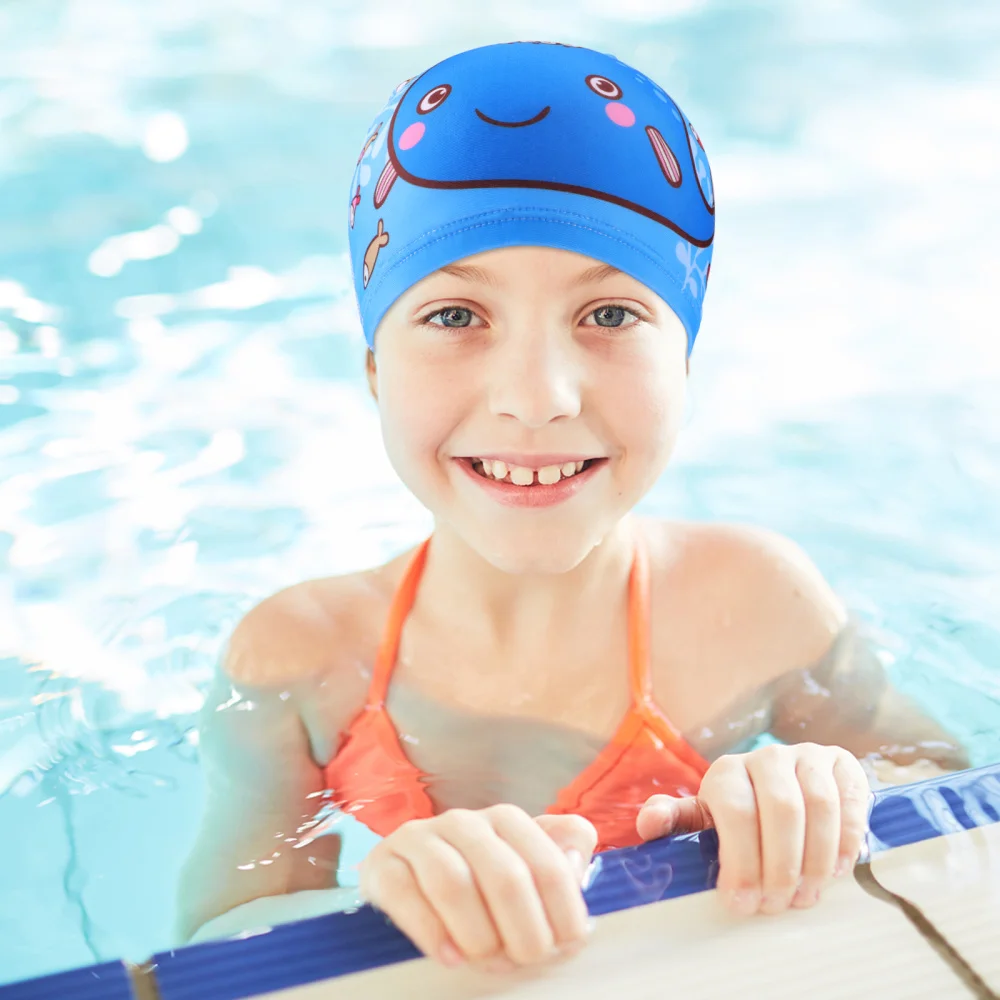 

3pcs Kids Printing Swimming Cloth Caps Cartoon Elastic Swim Caps Bathing Caps