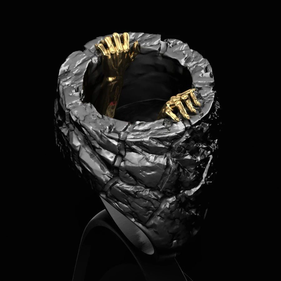 Ретро неоготическое мужское кольцо в панк-стиле, золотой демон с двойным когтем, персональное творческое мотоциклетное украшение в подарок.