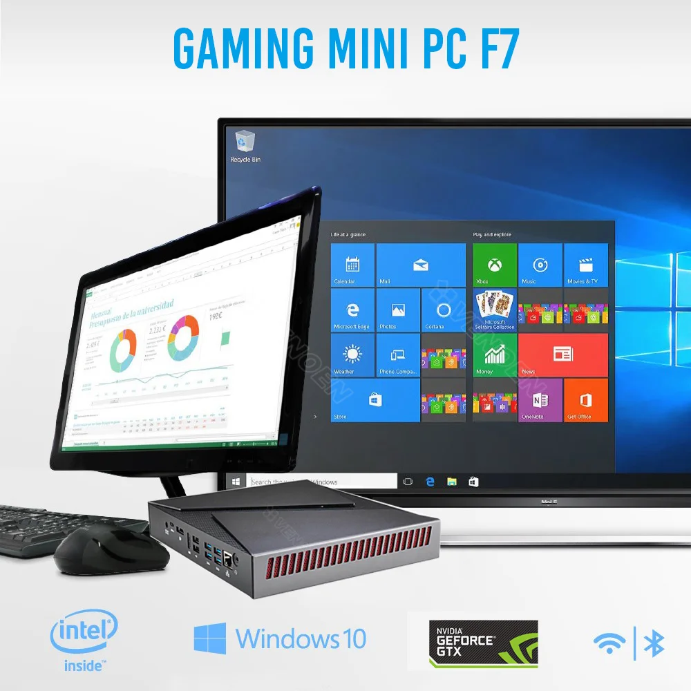 Игровой мини ПК 9 го поколения i7 9750H Windows 10pro GeForce 4G двойная графика 2 * DDR4 64 ГБ