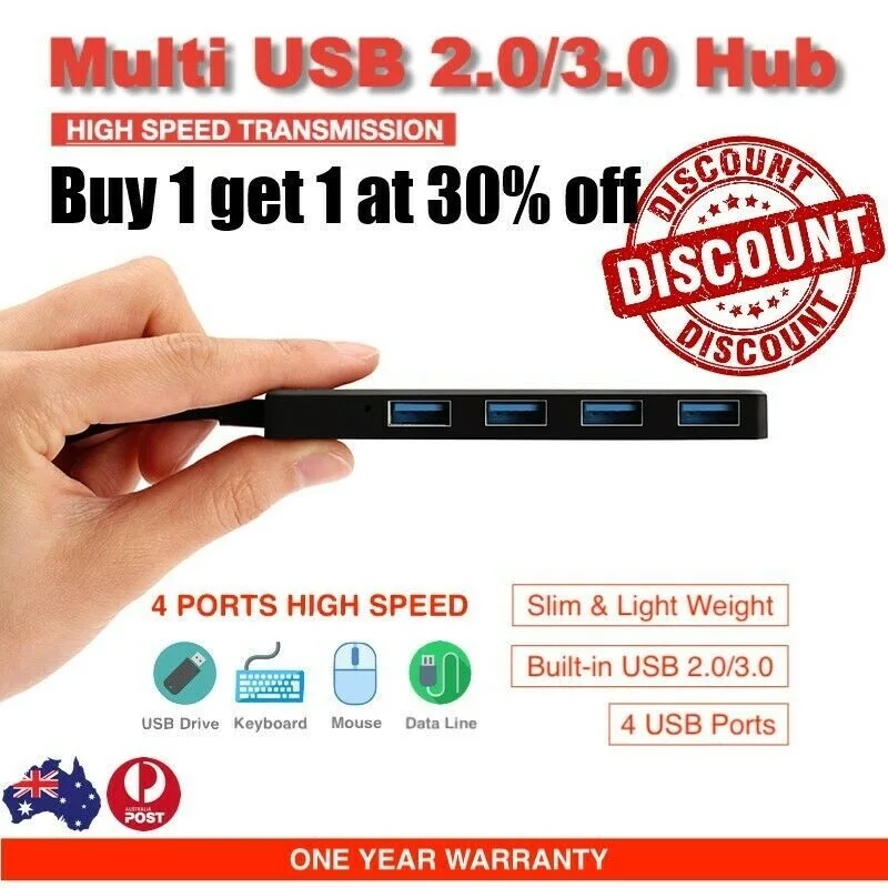 

30% скидка Тонкий концентратор USB 2,0 3,0 4-портовый адаптер высокоскоростной разделитель компактное расширение