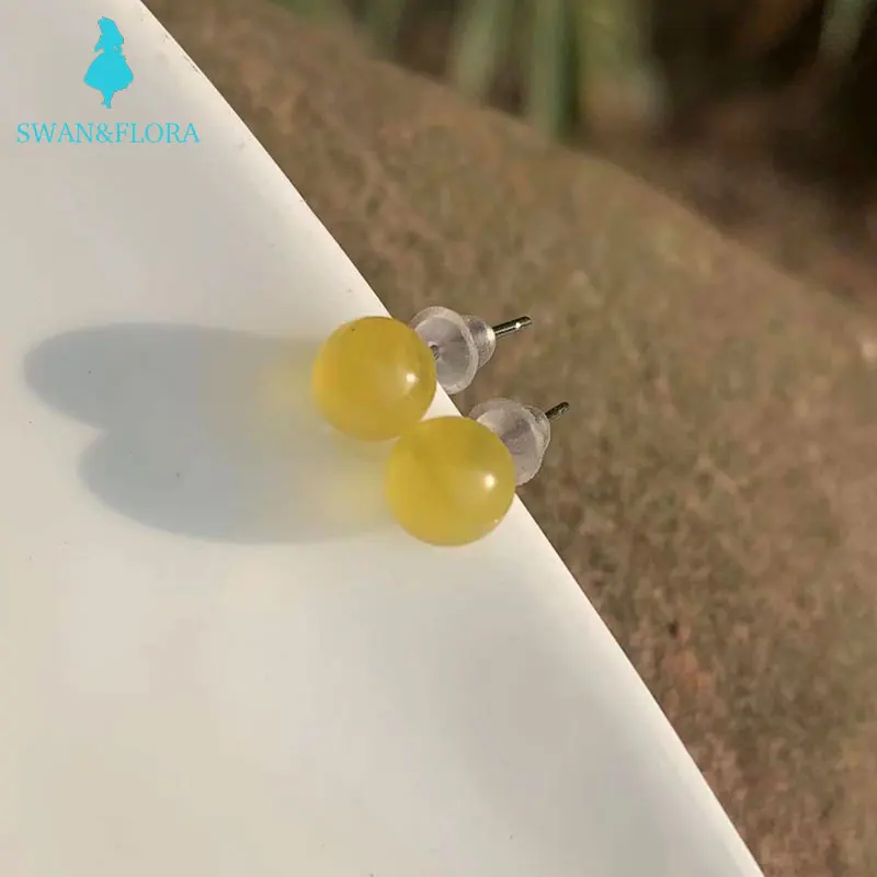 100% натуральный янтарь серьги-гвоздики из стерлингового серебра 925 пробы для