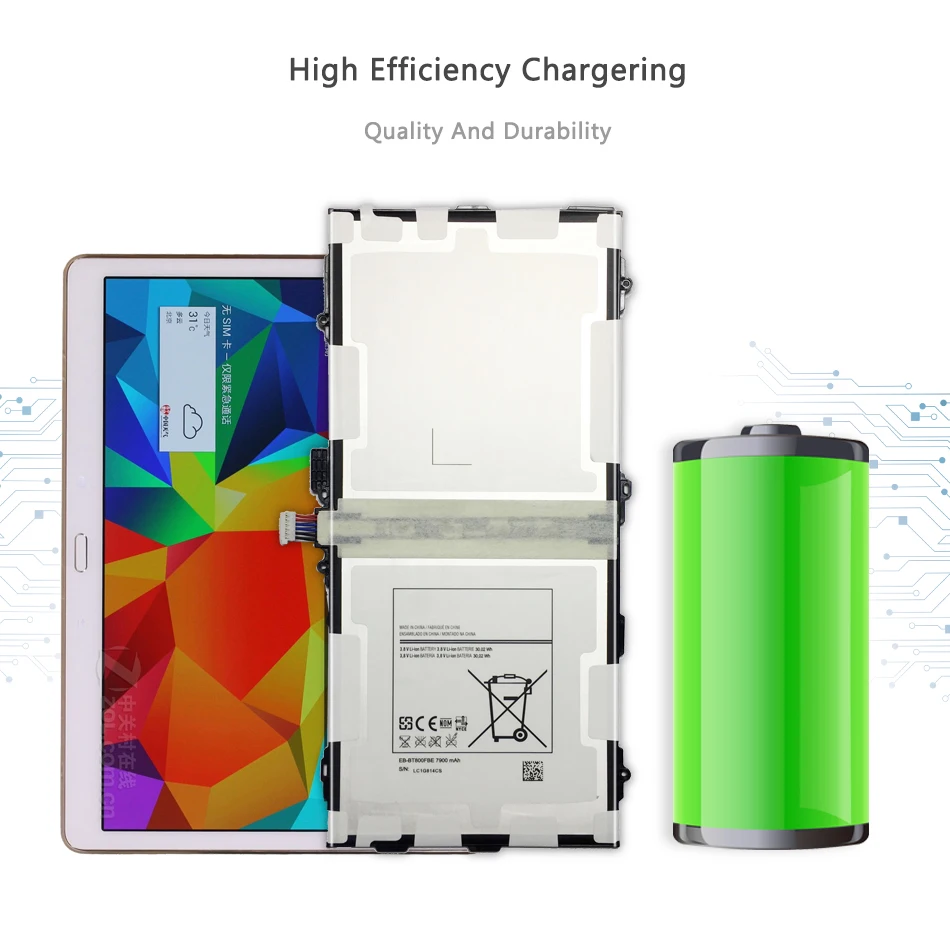 

For Samsung EB-BT800FBE Tablet Battery For Samsung GALAXY Tab S TabS 10.5 T800 T801 T805 Battery Replacement 7900mAh Gift Tools