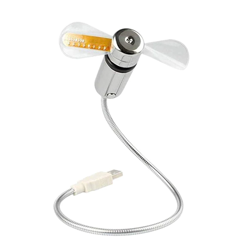 

HOT-USB Fans Mini Time and Temperature Display Creative Gift with LED Light Cool Gadget for Laptop PC Computer