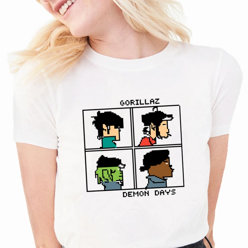 Gorillaz рок-группа чакхан лапша Murdoc Russel футболки летняя повседневная женская