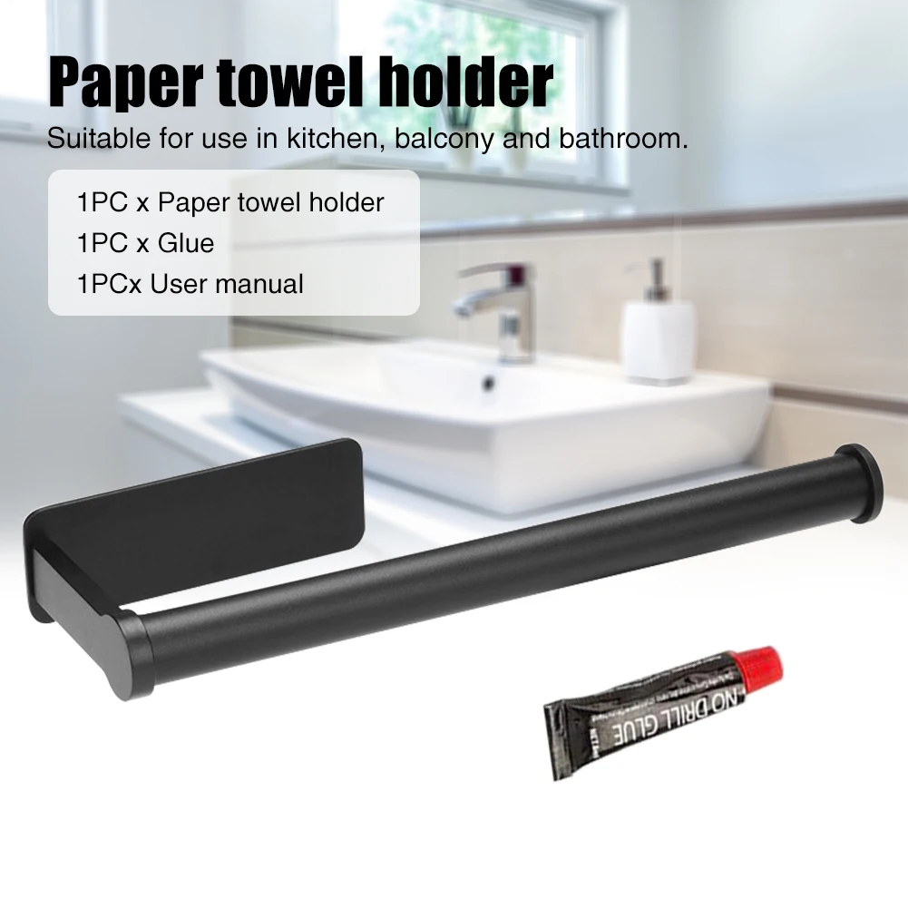 

Rustproof Paper Towel Holder Multifunctional Plastic Wrap Punch Free Bathroom Kitchen Storage Cabinet Modern Wall Mounted Rack