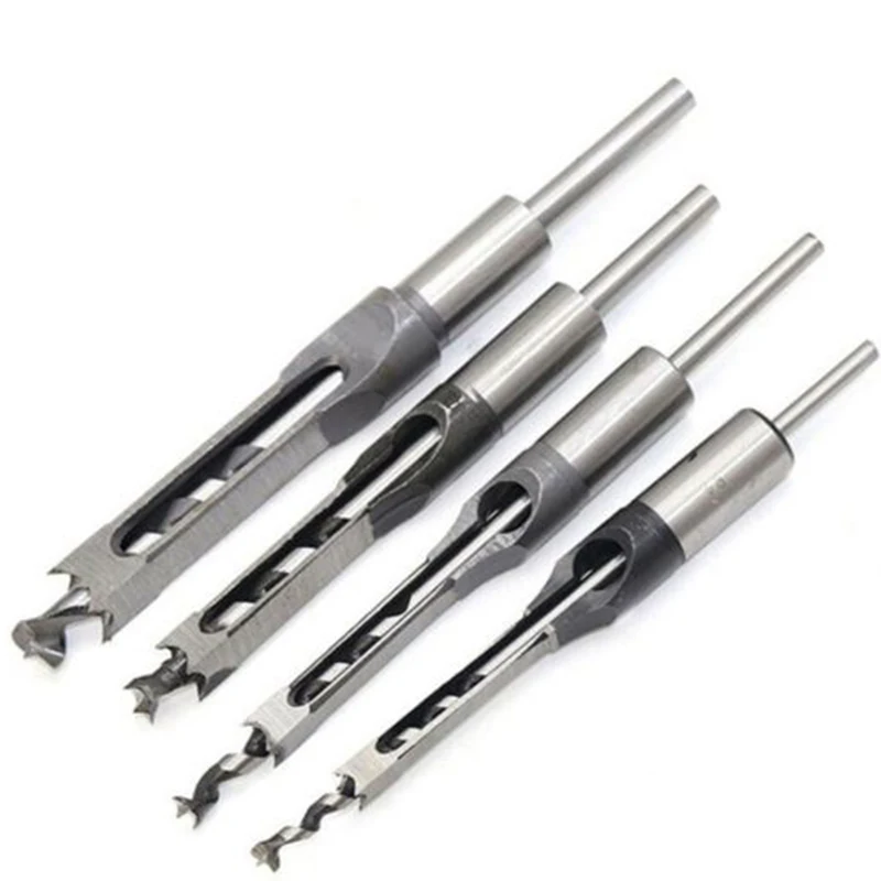 

4 Pcs Woodworking Square Hole Drill Bits Wood Mortising Chisel Set Accessories