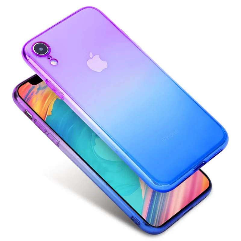 Чехол для мобильного телефона с градиентом iPhone X XS XR XSMax 8 7 6 6splus 5 5S 5SE прозрачный