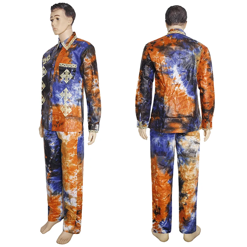 Африканская мужская одежда MD Топ с длинным рукавом брюки костюм традиционная